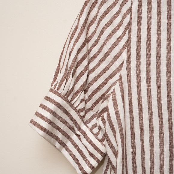 Old Navy Brown and White Striped Shirt Dress - Picture 4 of 5